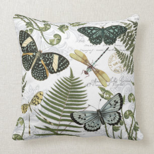 moderne Vintage Schmetterlinge und Libellen Kissen