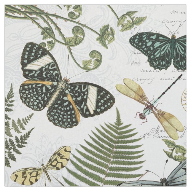 moderne Vintage Schmetterlinge und Libellen Stoff (Muster)