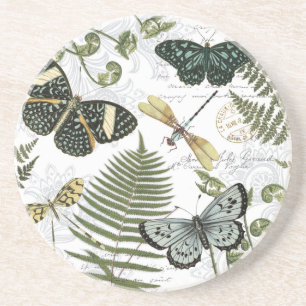 moderne Vintage Schmetterlinge und Libellen Untersetzer