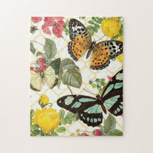 moderne vintage Schmetterlingsgarten Puzzle