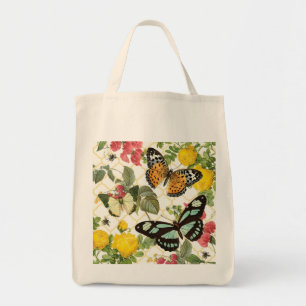 moderne vintage Schmetterlingsgarten Tragetasche