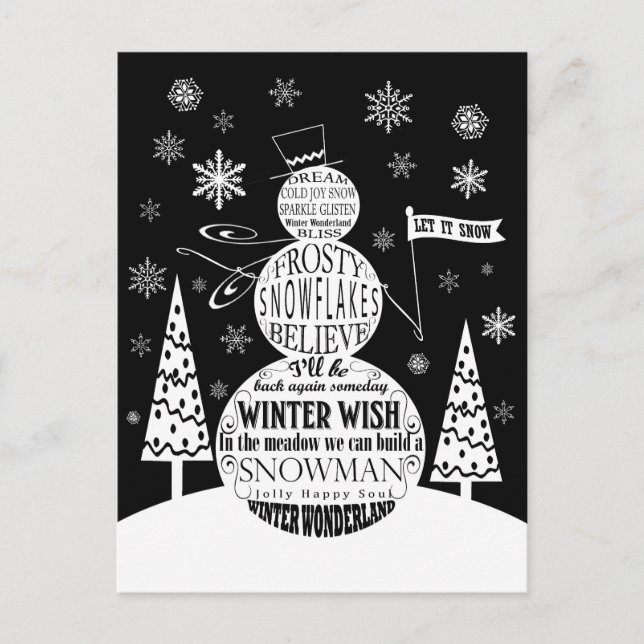 moderne Vintage Schneeballkunst Postkarte (Vorderseite)