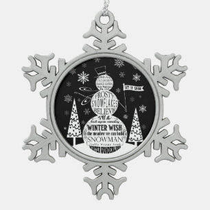 moderne Vintage Schneeballkunst Schneeflocken Zinn-Ornament