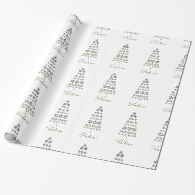 moderne Vintage Schneeflocke Geschenkpapier (Ungerollt)