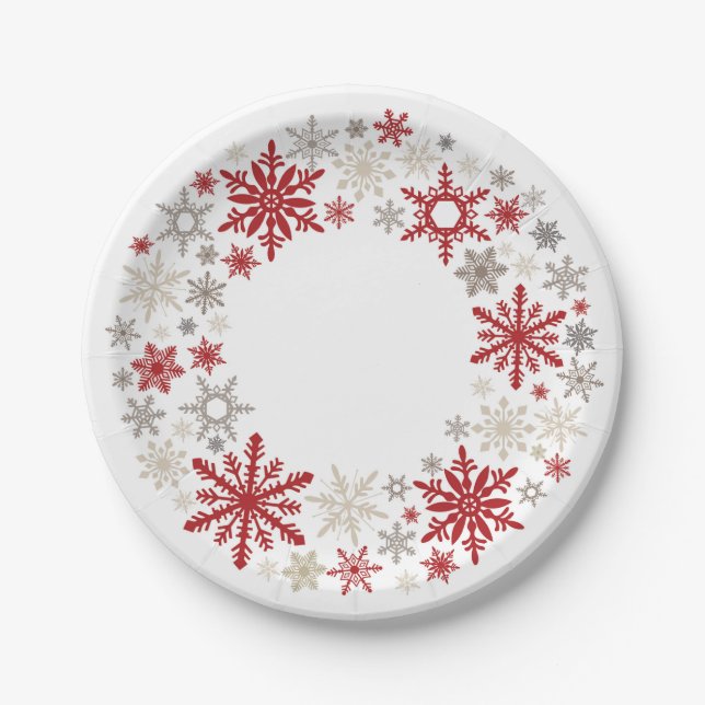 Moderne Vintage Schneeflocke |Monogramm Pappteller (Vorderseite)