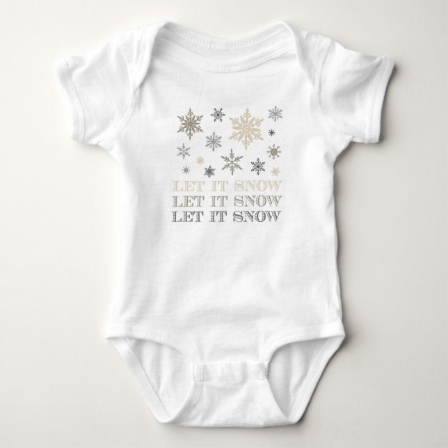 moderne Vintage Schneeflocken Baby Strampler (Vorderseite)