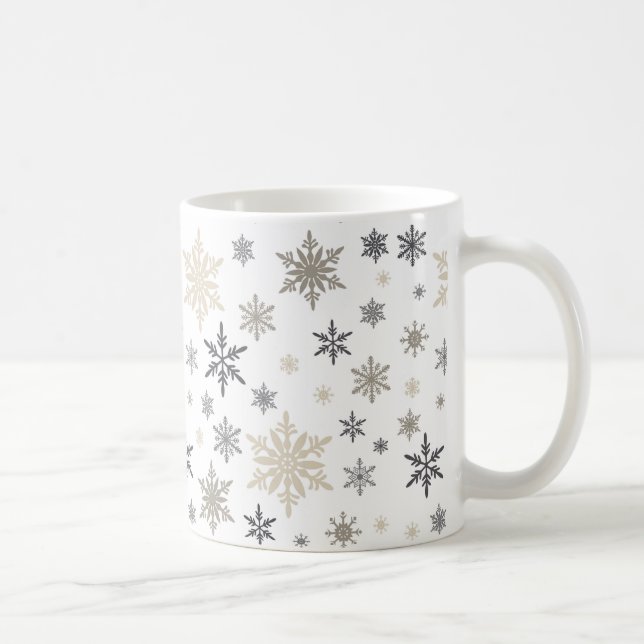 moderne Vintage Schneeflocken Tasse (Rechts)