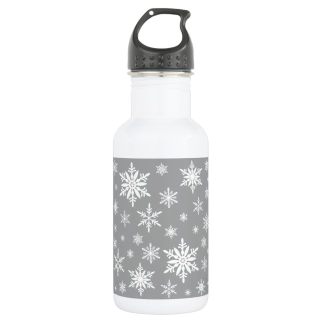 moderne Vintage Schneeflocken Trinkflasche (Vorderseite)