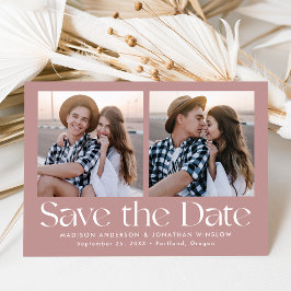 Moderne Vintage Schrift Dusty Rose 2 Foto Save The Date