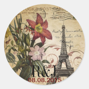moderne Vintage-Schriften Lili Paris Eiffelturm Runder Aufkleber
