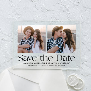 Moderne Vintage-Schwarz-Typografie-Foto Save The D Acryleinladungen