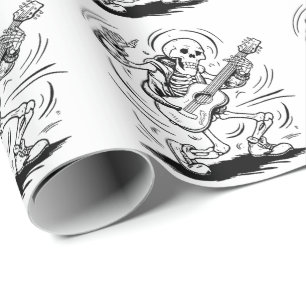 Moderne Vintage Skelettspiele Gitarre Geschenkpapier