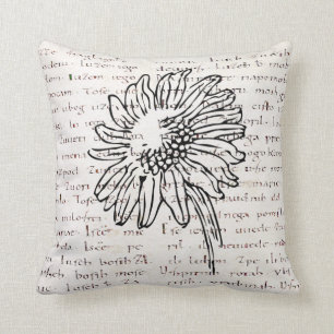 Moderne Vintage-Sonnenblumen-Illustrationen Manusk Kissen