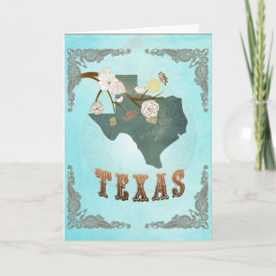 Moderne Vintage Staat Karte Texas - Aqua Blue