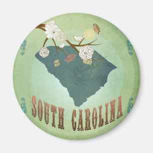 Moderne Vintage Staats-Karte South Carolina - Grü Magnet