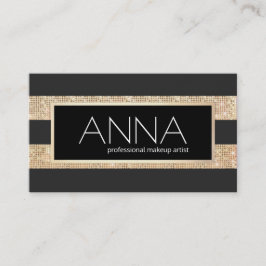 Moderne Vintage Streifen aus Schwarz und Gold Visitenkarte