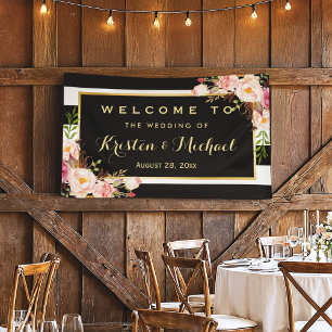 Moderne Vintage Streifen Dekoration Hochzeitsfeier Banner