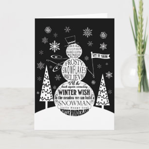 moderne Vintage Tafel Snowman-Typografiekunst Feiertagskarte