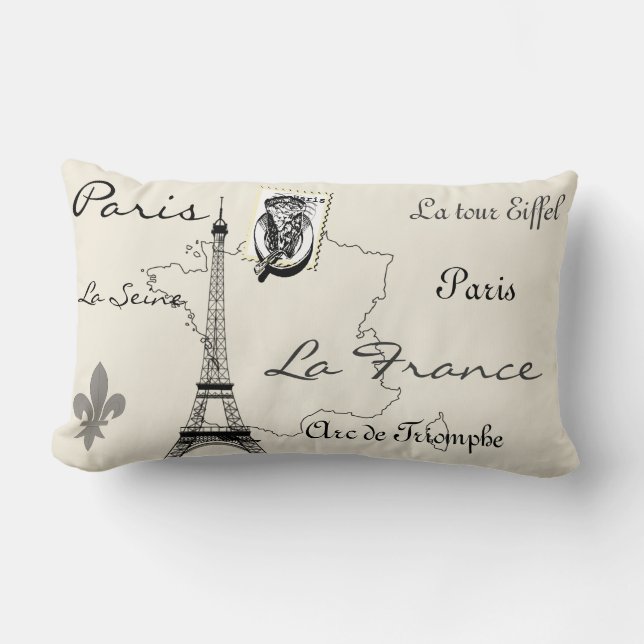 Moderne Vintage Turm-Briefmarkenkarte Paris Lendenkissen (Vorderseite)