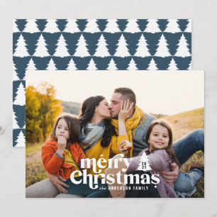 Moderne Vintage-Typografie Weihnachtsfoto Feiertagskarte