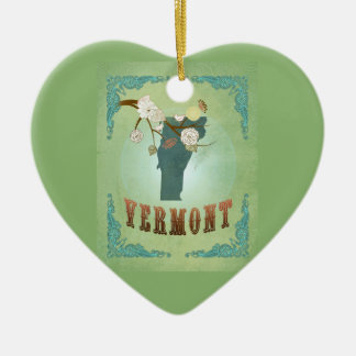 Moderne Vintage Vermont-Staats-Karte - weises Grün Keramik Ornament