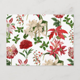 Moderne Vintage-Weihnachtsblumen Postkarte