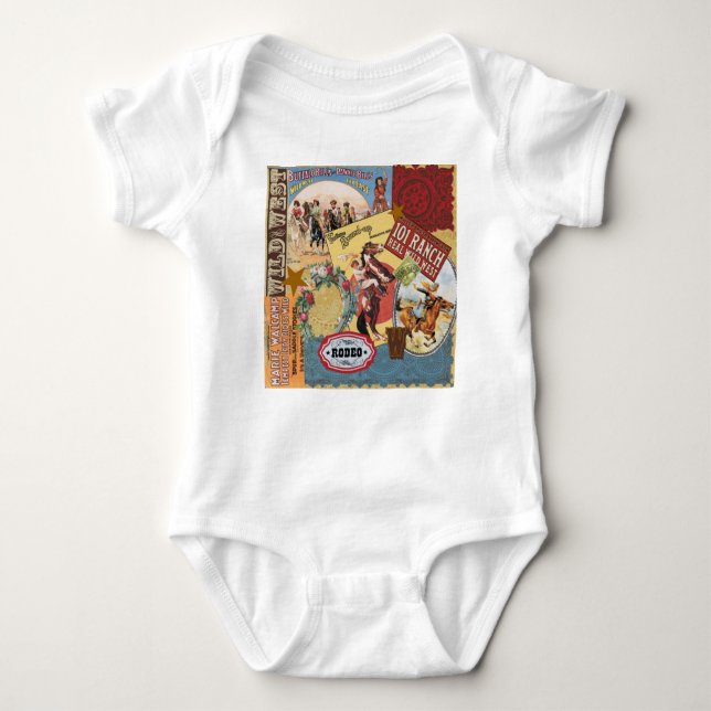 moderne Vintage Western Cowgirl Baby Strampler (Vorderseite)