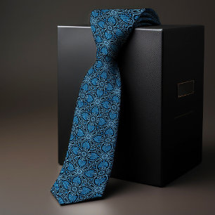 Moderne Vintage-William-Morris-Blue-Shell-Diagonal Krawatte
