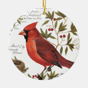 moderne vintage winter kardinal keramikornament