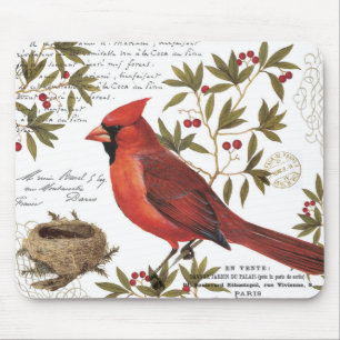 moderne vintage winter kardinal mousepad