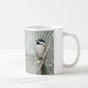 moderne vintage winter wald meise tasse