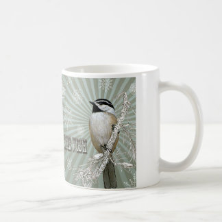 moderne vintage winter wald meise tasse