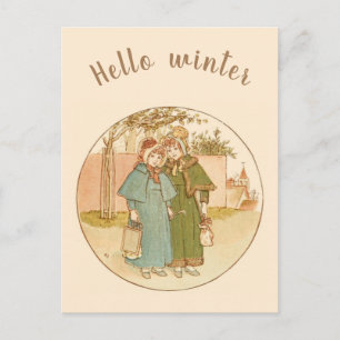 Moderne Vintage Wintergartenmädchen Postkarte