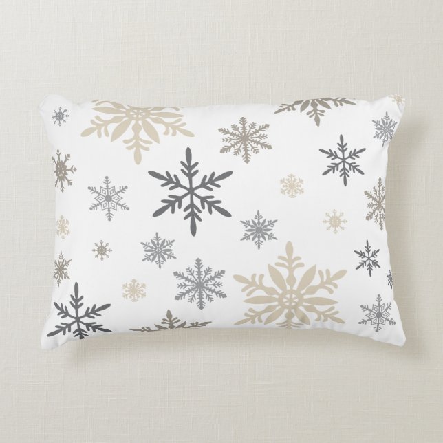 Moderne Vintage Winterschneeflocken Dekokissen (Vorderseite)