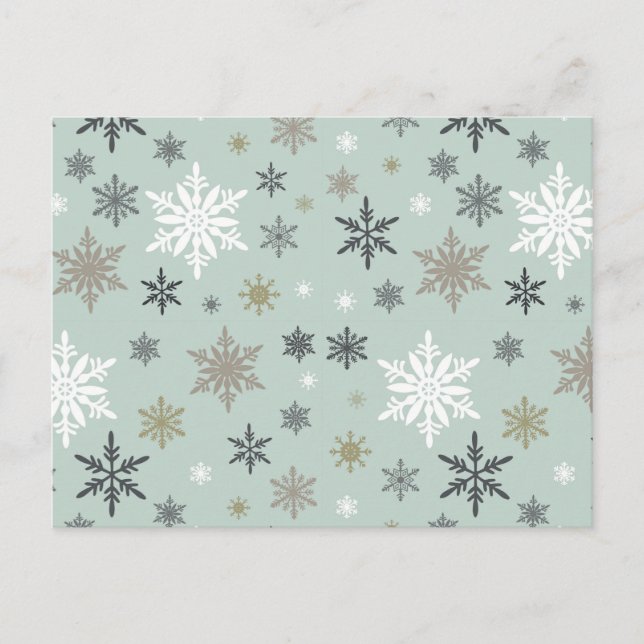 moderne Vintage Winterschneeflocken Postkarte (Vorderseite)