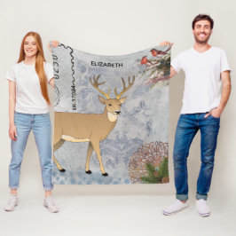 Moderne Vintage Wintertaubenschneeflocken Fleecedecke