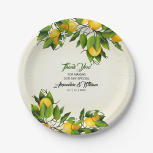 Moderne Vintage-Zitrone Hochzeit Pappteller