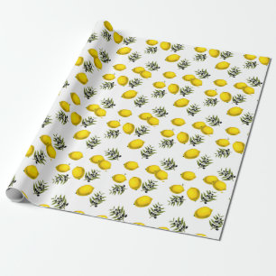 Moderne Vintage-Zitronen- und Olivenmuster Geschenkpapier