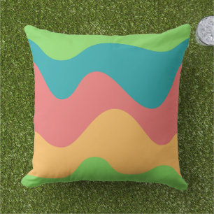 Moderne vintagefarbige Wellen grün blau süß chic Kissen