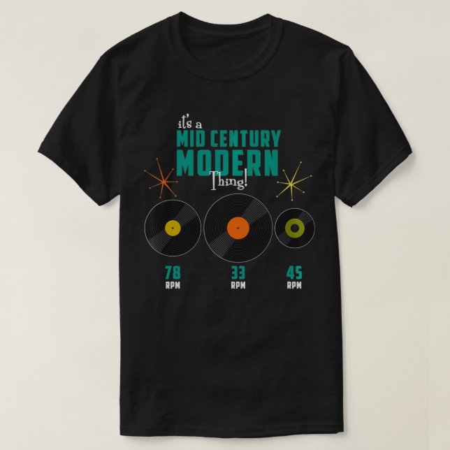 Moderne Vinyl-Platten 33, 45, 78 U/min und T-Shirt (Design vorne)