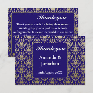 Moderne Violet-Lila- und Gold-Muster-Hochzeit Dankeskarte