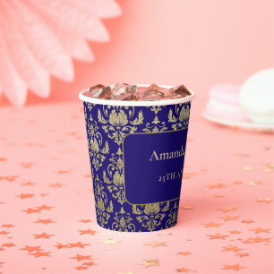 Moderne Violet-Lila- und Gold-Muster-Hochzeit Pappbecher