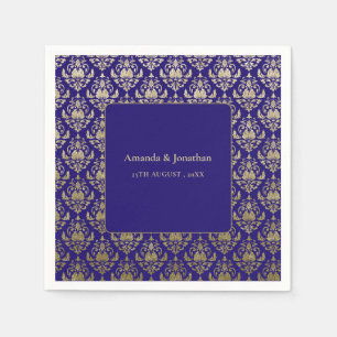 Moderne Violet-Lila- und Gold-Muster-Hochzeit Serviette