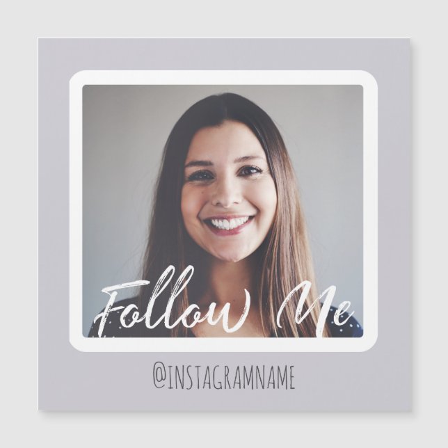 Moderne Violet Social Media Folgen Sie mir Foto Ma Magnetkarte (Vorderseite)