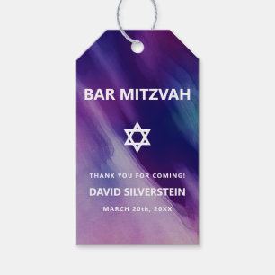 Moderne violettblaue Davidstern Bar Mizwa auf Hebr Geschenkanhänger