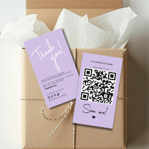 Moderne violette Bestellschein Dankeschön QR-Code Visitenkarte