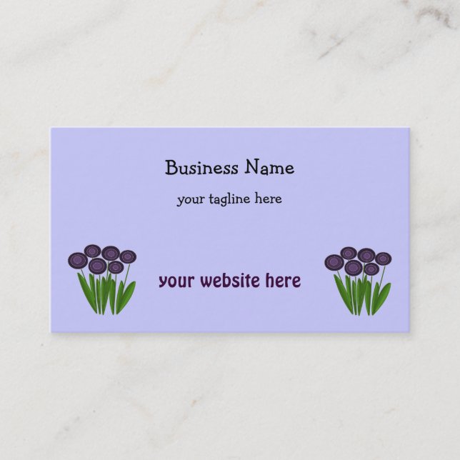 Moderne violette Blumen Visitenkarte (Vorderseite)