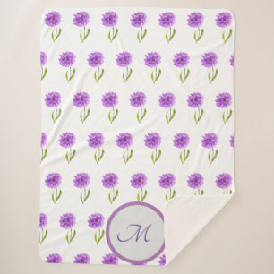 Moderne violette Blumengestaltung Wasserfarbe Cute Sherpadecke