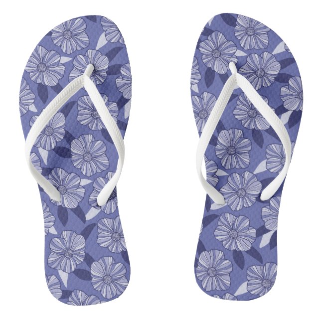 Moderne violette Blütengestaltung Flip Flops (Fußbett)