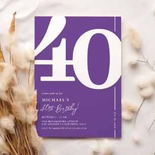 Moderne violette Einladung zum 40. Geburtstag